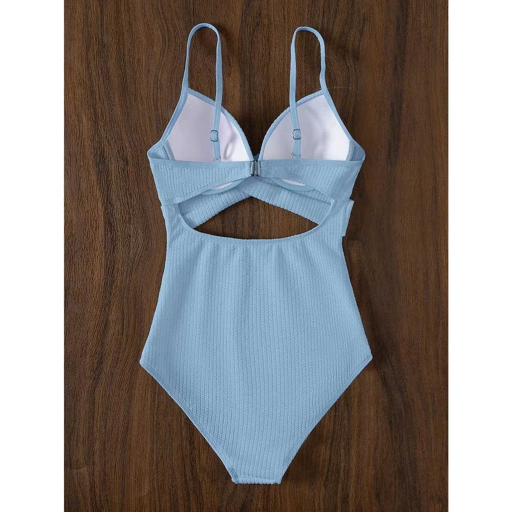 Boho Criss Cross Push Up One Piece Swimsuit green - Picture 8 of 11
